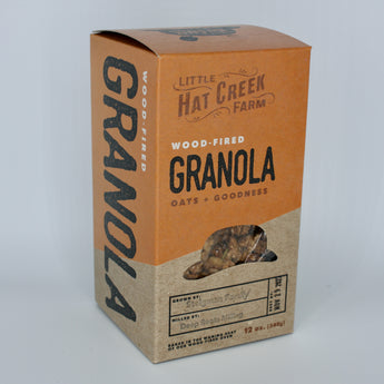 Our wood-fired granola comes in a box. 